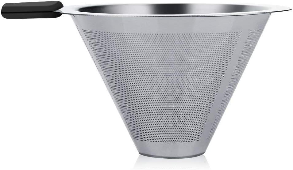 Pour Over Coffee Maker with Stainless Steel Filter, Reusable Glass Coffee Pot Manual Dripper, No Paper Filters