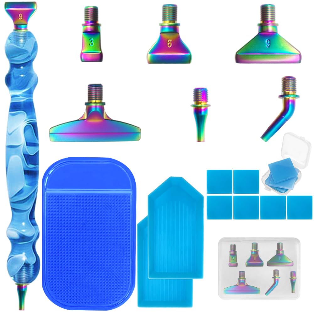 FineGood 16 Pcs Diamond Art Accessories and Tools, Diamond Pens with Spiral Tips, Art Painting Kits for DIY Crafts