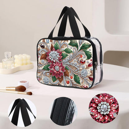 LSQFS DIY Diamond Painting Toiletry Bag, Large Clear PVC Cosmetic Organizer, Portable Travel Makeup Pouch with Rhinestone Decor, Diamond Art Kit for Adults, Ideal Gift for Women and Craft Lovers