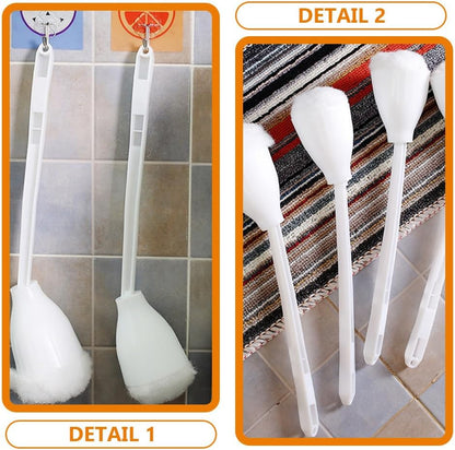 Abaodam White Toilet Brush Cleaners, Soft Toilet Bowl Brush Mop with Long Handle, 4pcs Toilet Scrubber Cleaning Brush