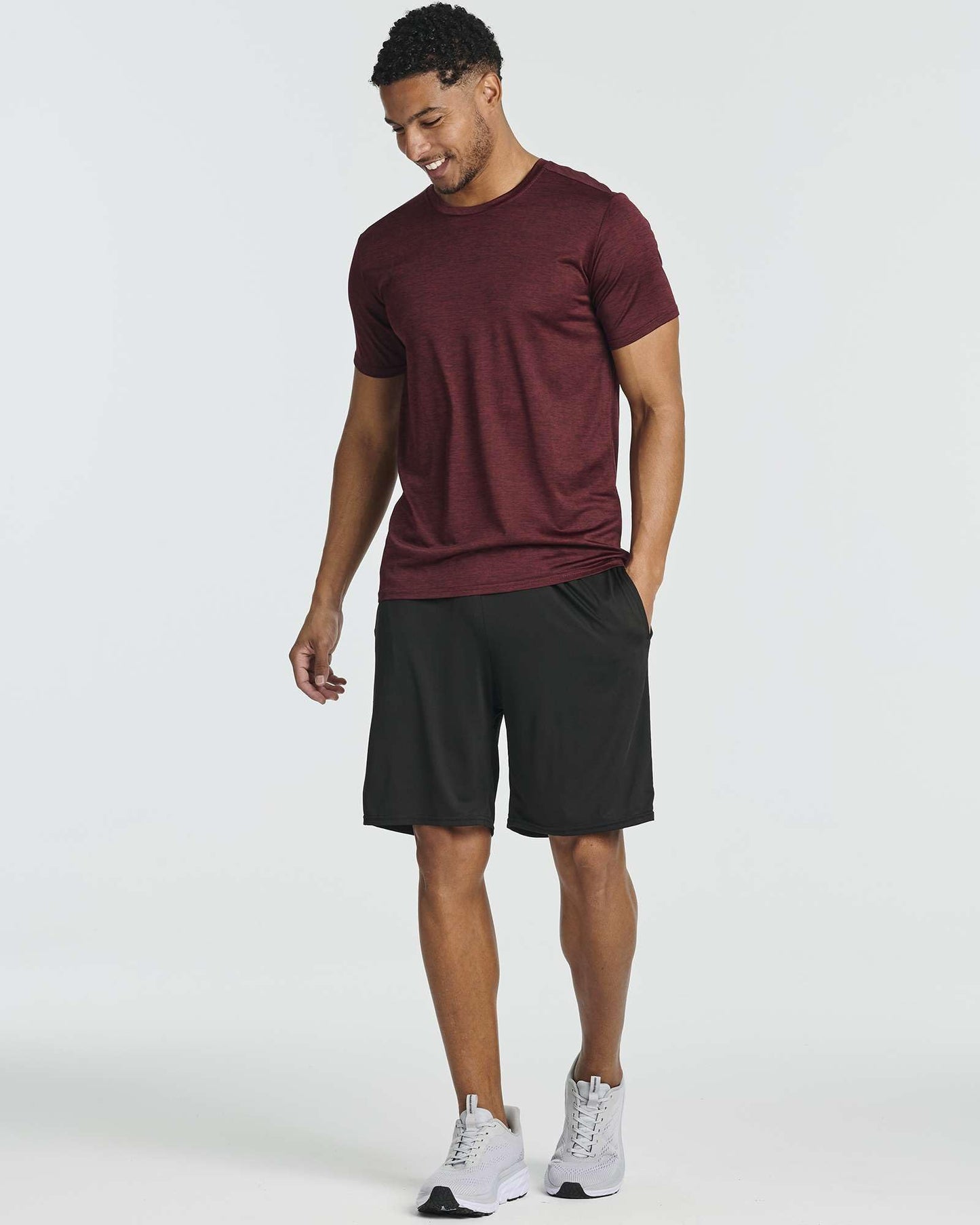 Real Essentials 5 Pack Men’s Short Sleeve Dry Fit T-Shirts – Moisture Wicking Athletic Workout Gym Fitness Casual Tees, Set 1, Medium