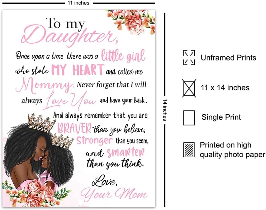 11x14 Black Girl Nursery Wall Art LARGE - African American Art - Inspirational Quotes - Positive Sayings - Cute Baby