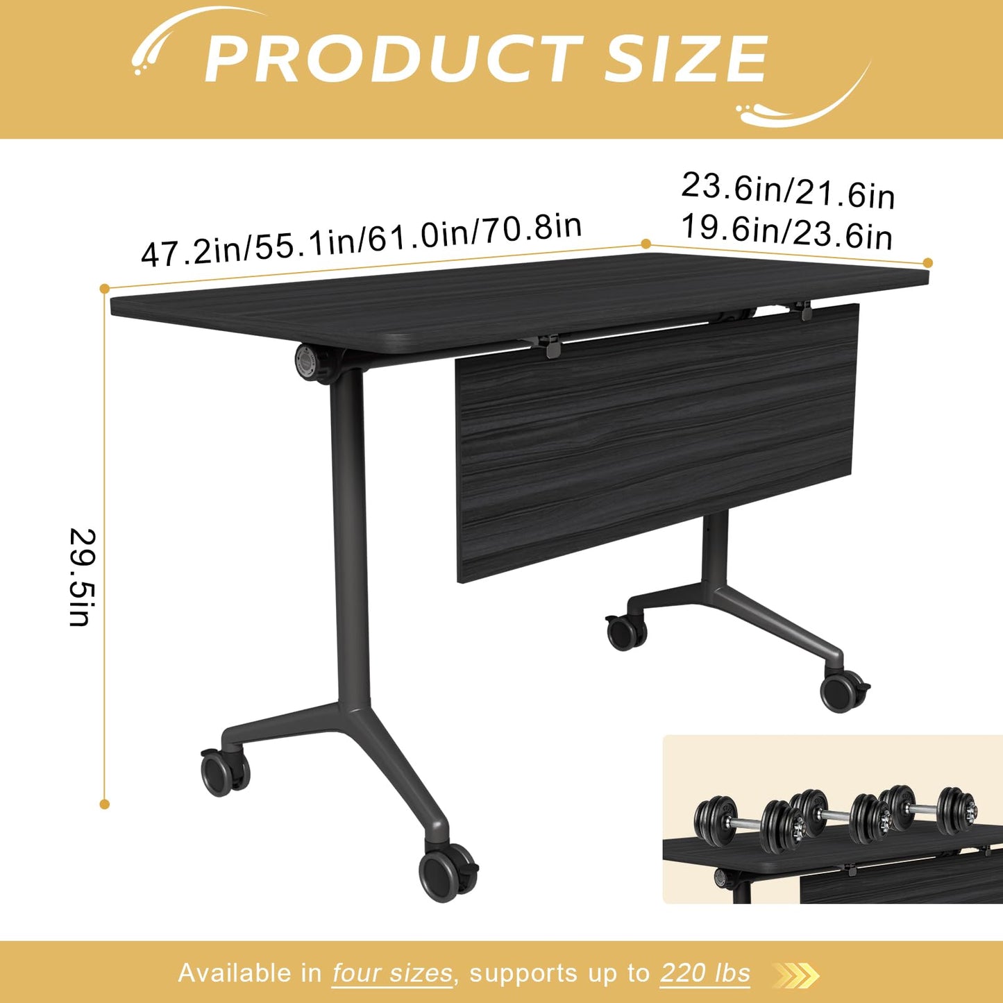 6 Pack Conference Room Tables,Mobile Folding Conference Table with Wheels,Modern Training Locking Rolling Meeting Conference Tables with Flip-Top for Office Classroom Business,6-12 Person,55.1IN