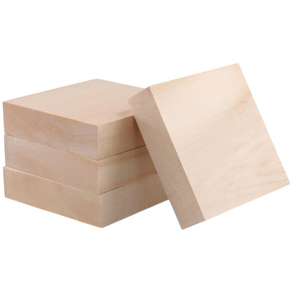 KOHAND 20 PCS 4 x 4 x 1 Inches Basswood Blocks, Unfinished Wood Blocks, Square Wood Carving Whittling Blocks for Craft, DIY