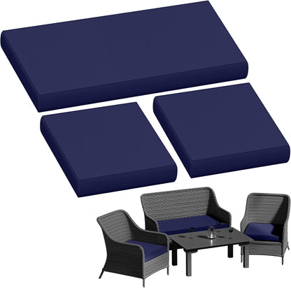 Outdoor Patio Seat Cushions by [Brand Name] - Weather & Fade Resistant 3-Pack for 4-Seater Rattan Sofa