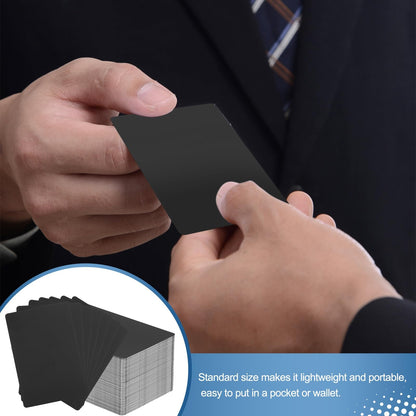 DEFANEX 200pcs Metal Business Cards Aluminum Laser Engraving Blanks Name Card (0.4mm Thickness, Matte Black) - Multipurpose Personalized, for CNC Laser Engraver DIY Printing House Office