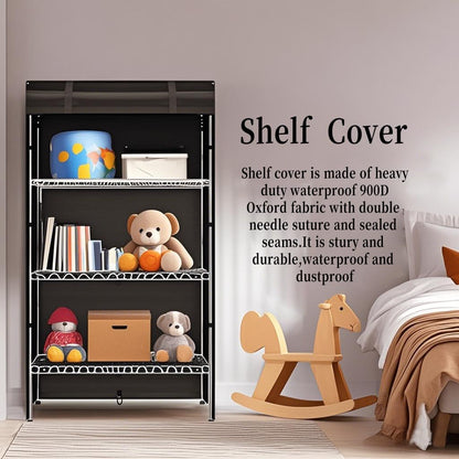 Shelf Covers for Wire Shelving 900D Oxford Cloth Thick Storage Shelf Cover, Heavy Duty Dustproof Wire Rack Covers, Outdoor Rack Cover with Zipper for Metal Shelving(48"W x 24"D x 72"H)