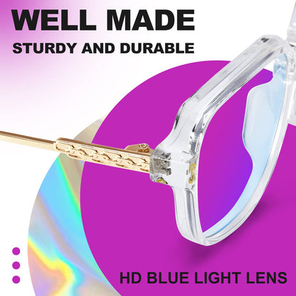 VISOONE Oversized Blue Light Blocking Glasses with Chic Square TR90 Frame and Metal Temple for Women Men REMY