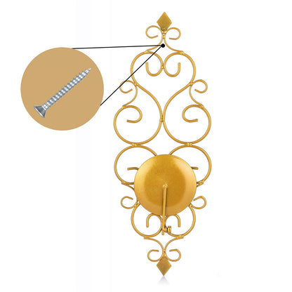 Sziqiqi Iron Wall Candle Sconce Holder Set of 2 Hanging Wall Mounted Pillar Candle Sconces Holder, Wall Sconces Decor for Bedroom Dining Room, Gold