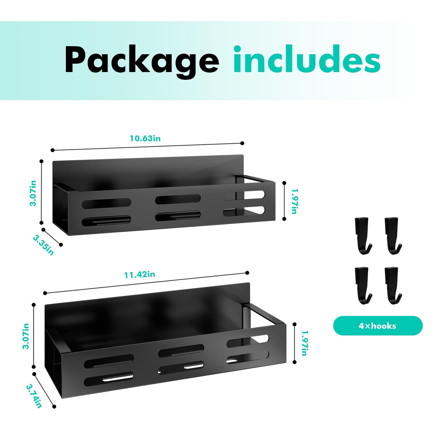 2 Pack Magnetic Spice Rack for Refrigerator, Black Magnetic Shelf and Fridge Kitchen Cabinet Organizers Storage Seasoning Organization Mini Shelves, Organizadores de Cocina