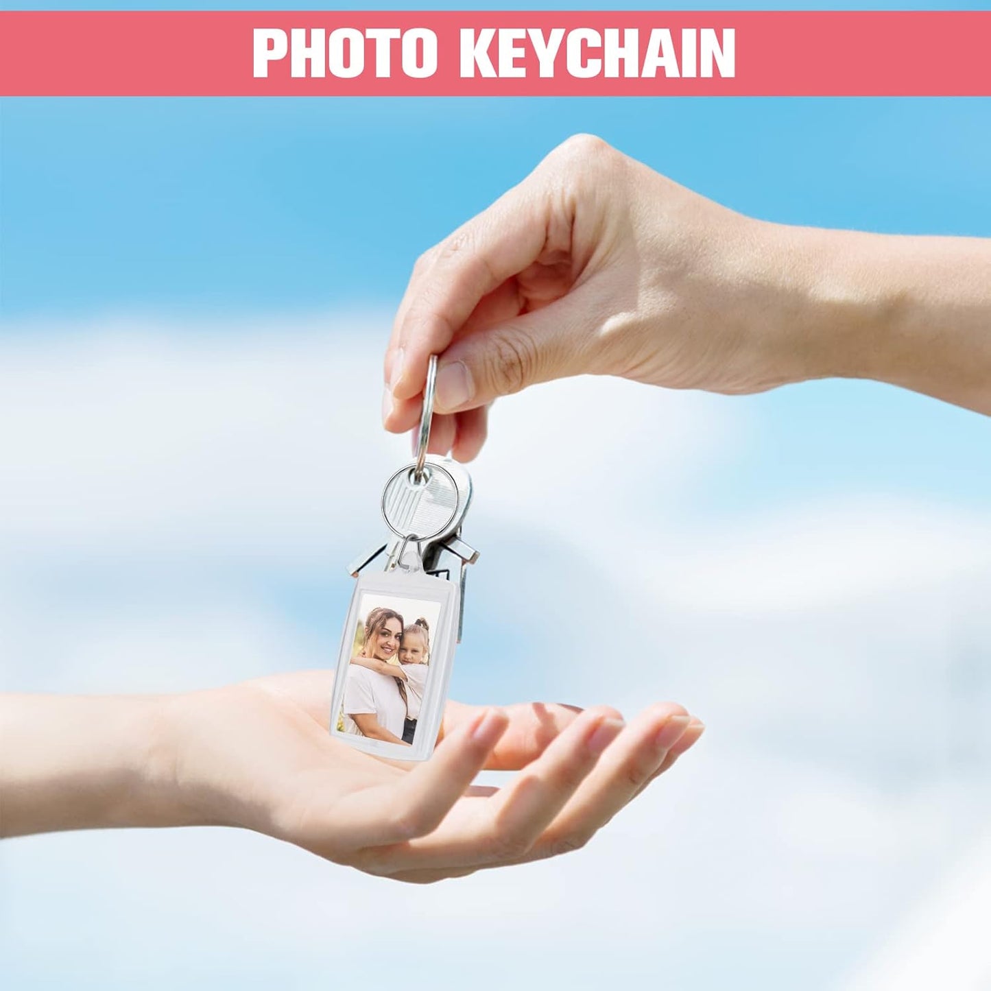 10PCS Double-Sided Acrylic Keychains: Blank Photo Keyrings, Split Ring, Clear DIY Craft Picture Holder for Family &