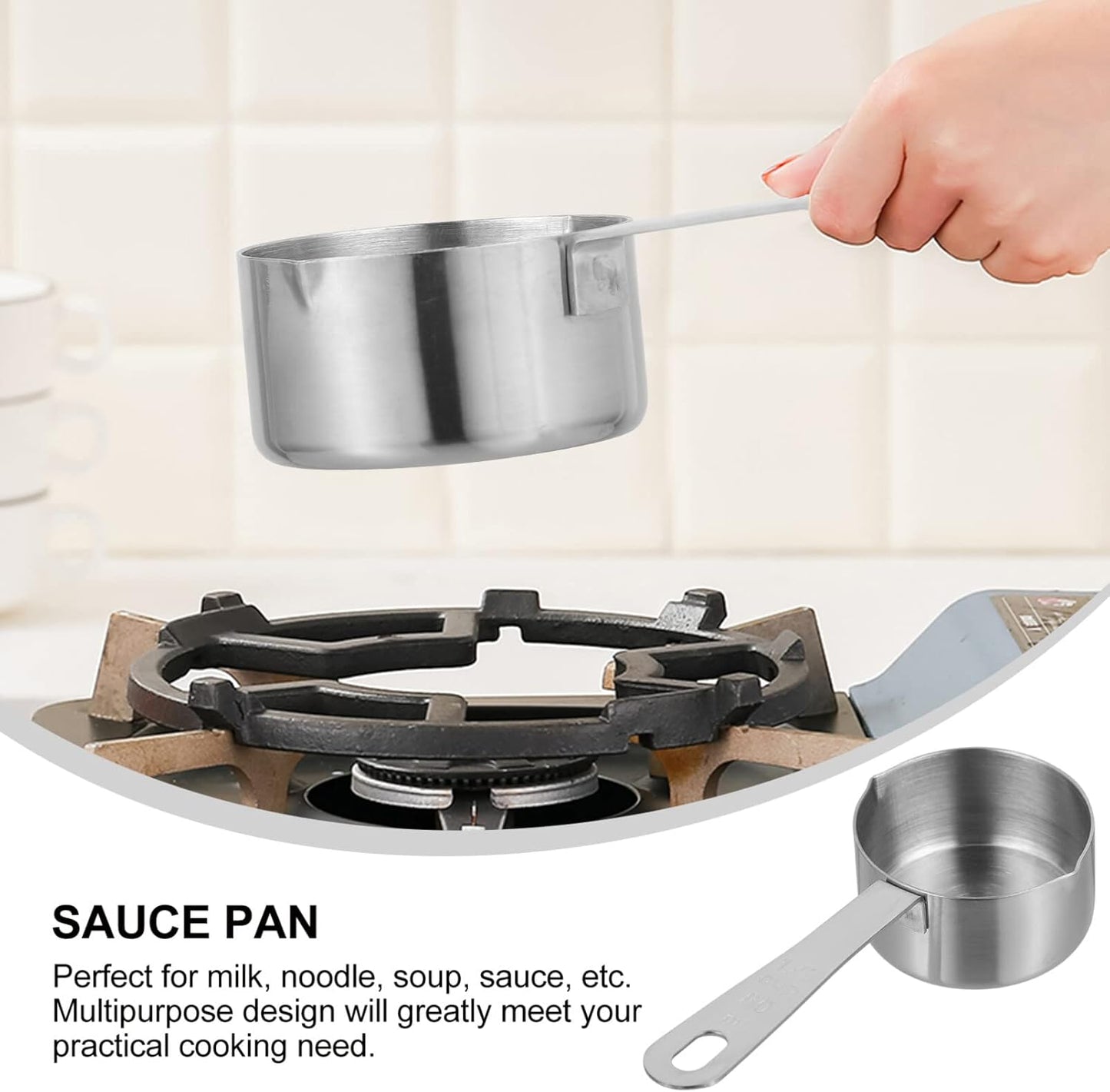 Hemoton Mini Sauce Pan, Stainless Steel Butter Warmer Pot, Milk Warmer, Chocolate Melting Pot, 80ml