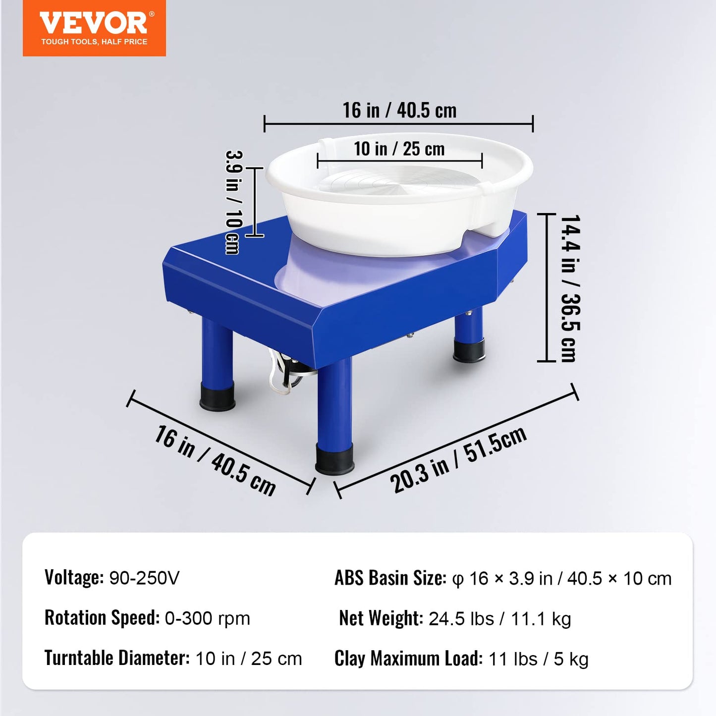 VEVOR Pottery Wheel for Adults Beginners, 10in Ceramic Wheel Forming Machine, 60-300RPM Adjustable Speed, Manual LCD Panel and Foot Pedal, Complete Pottery Set for Art Craft Work Home DIY