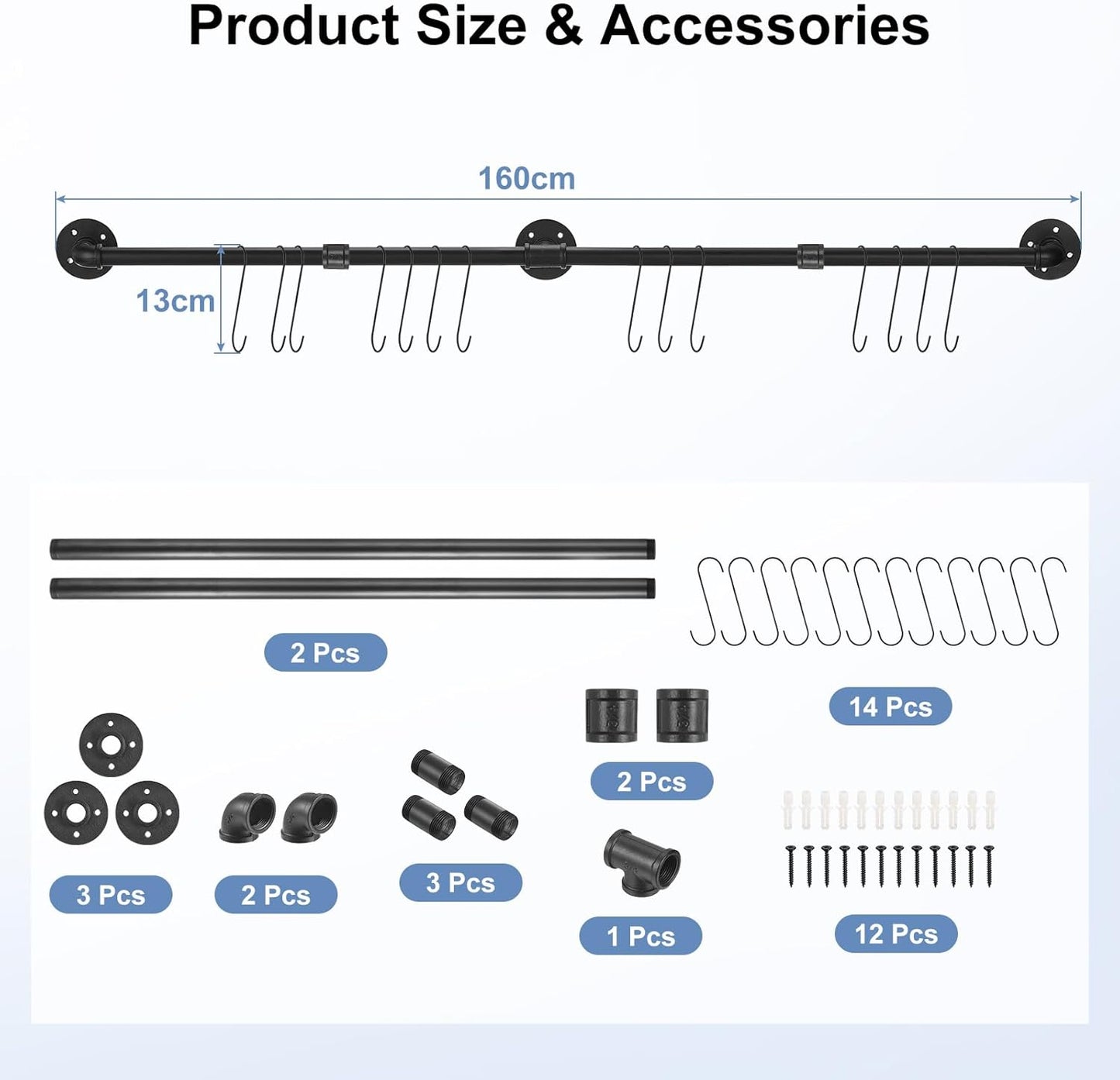 uxcell Wall Mounted Towel Rack, Industrial Pipe Towel Bar, Rustic Iron Bathroom Hardware, 63 Inch