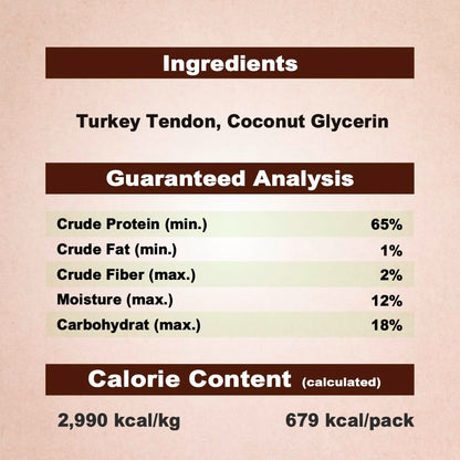 AFreschi Natural Turkey Tendon Bone (S) 8 oz, USA-Sourced Turkey Tendon, All Natural Puppy Chew, Hypoallergenic, Rawhide Alternative, for Small Breeds