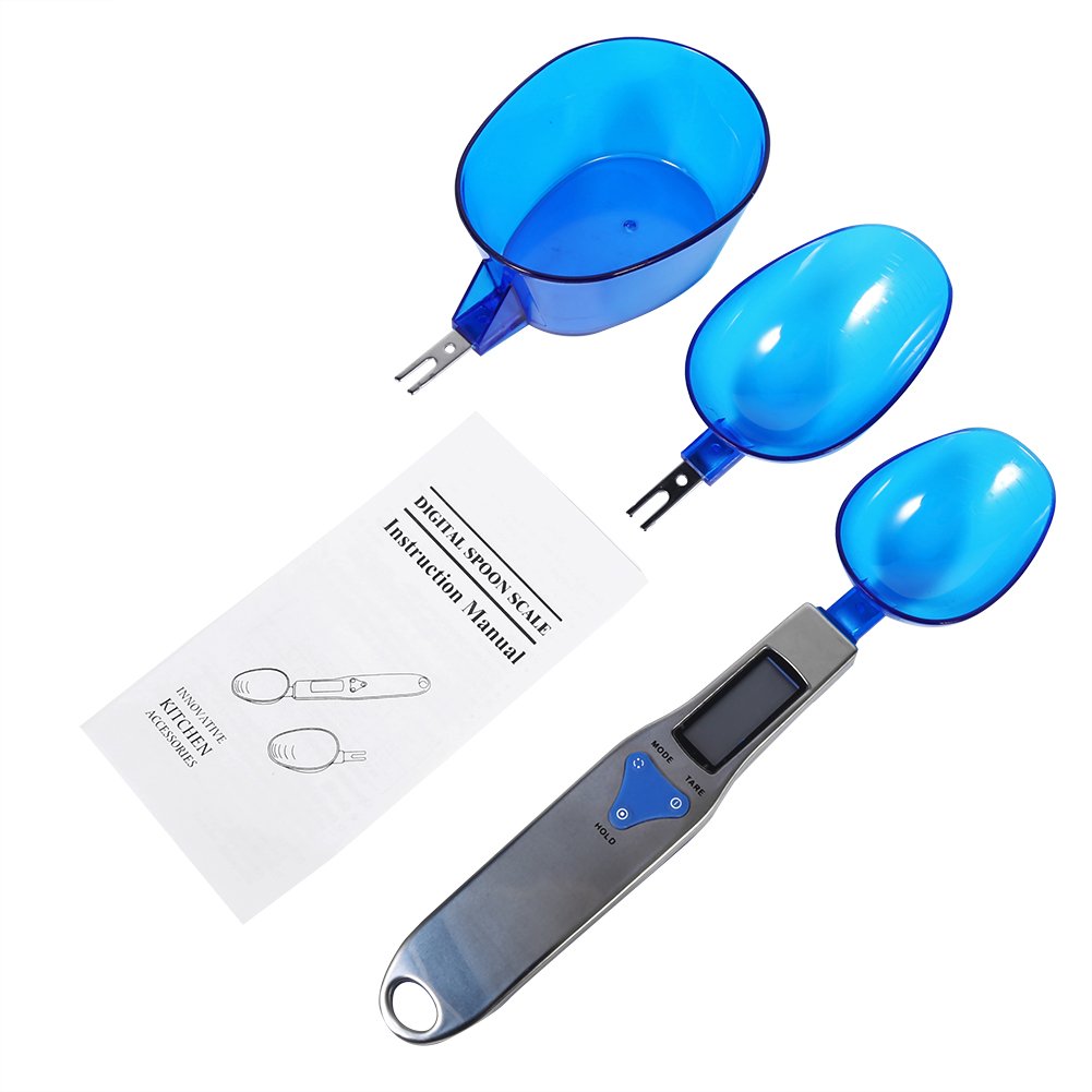 Digital Spoon Scale, Electronic Kitchen Gram Scale with LCD Display and 3 Measurement Spoons for Home Kitchen