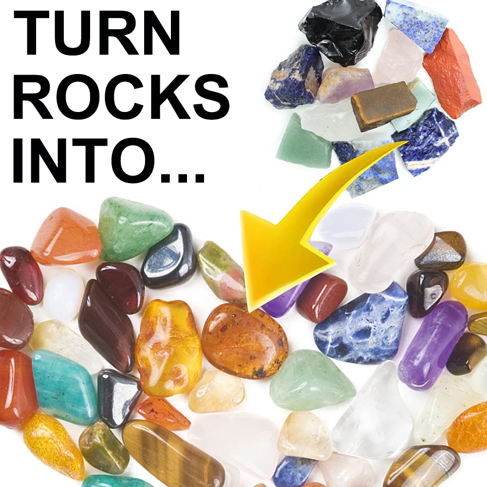 3.6LB Professional Rock Tumbler Kit, 3 Speed Settings & Digital 9-Day Timer, Rough Gemstones, 4 Polishing Grits