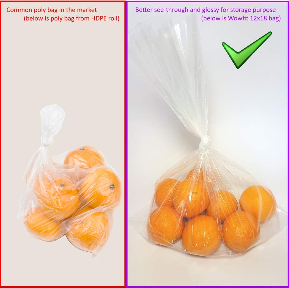 Wowfit 100 CT 10x15 inch 1.1 Mil Clear Plastic Flat Open Poly Bags – Great for Vegetables, Fruits, Bread, Handmade Crafts, Gift Packaging, and More