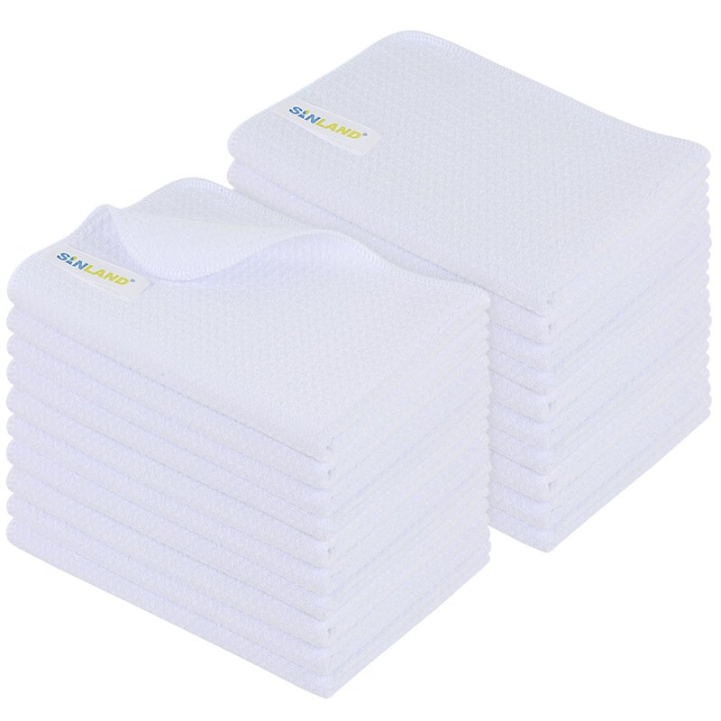 SINLAND Kitchen Towel Premium Sublimation Blank Towels Fast Drying Tea Towel Polyester Dish Towels for Drying Dishes16 Inch X 24 Inch 20 Pack
