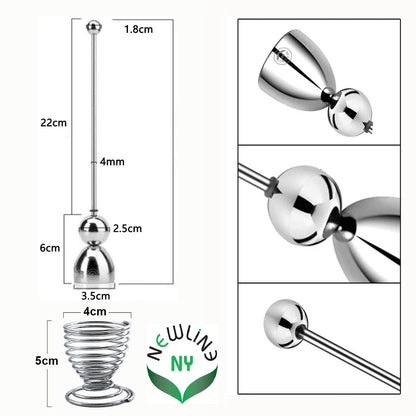 NEWLINE NY 5 PCS - 4 Spring Wire Egg Cup Holders and 1 Stainless Steel Topper Opener Set