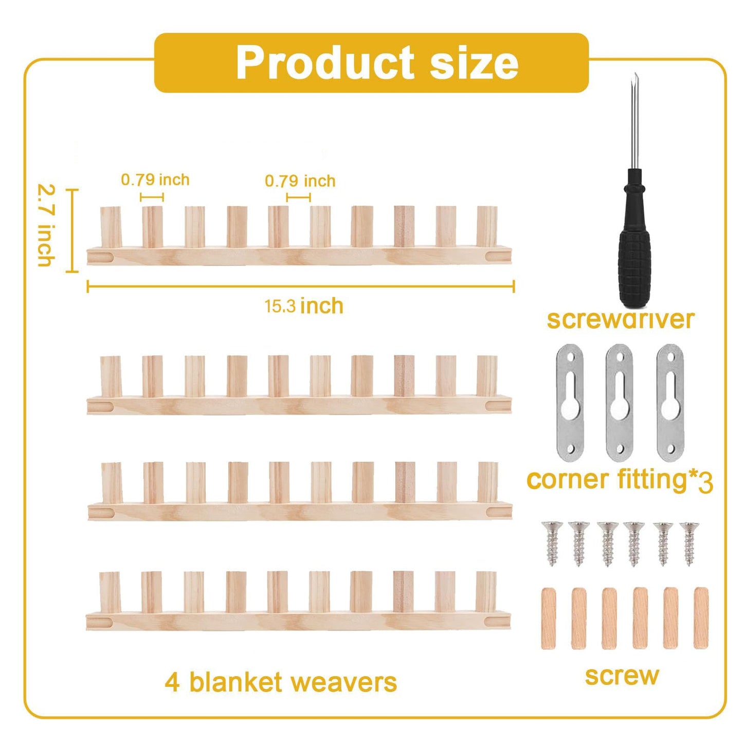 PHENNFUSION Chunky Blanket Loom for DIY Throw Blankets, 61.4" Wooden Loom Frame Adjustable Size Foldable Portable Hand Knitting Yarn Chunky,No Needles Required,Beginner Friendly Yarn Craft