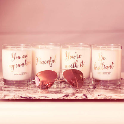 LUNA CANDLE CO. Simple Lavender Scented Jar Candle, Soy Wax, 11oz. Glass, Up to 110 Hours of Burn Time, Tranquility, Perfect for Yoga and Spa, Relax and Unwind, Made in The USA- Peaceful