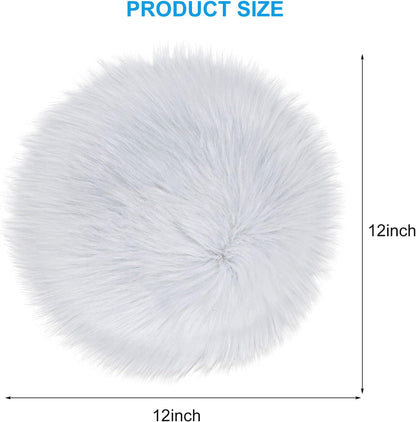 Molain Faux Fur Chair Pad - 12 inch Round Soft Fluffy Seat Cushion Pad Carpet Mat for Couch Pad, Jewelry Photographing