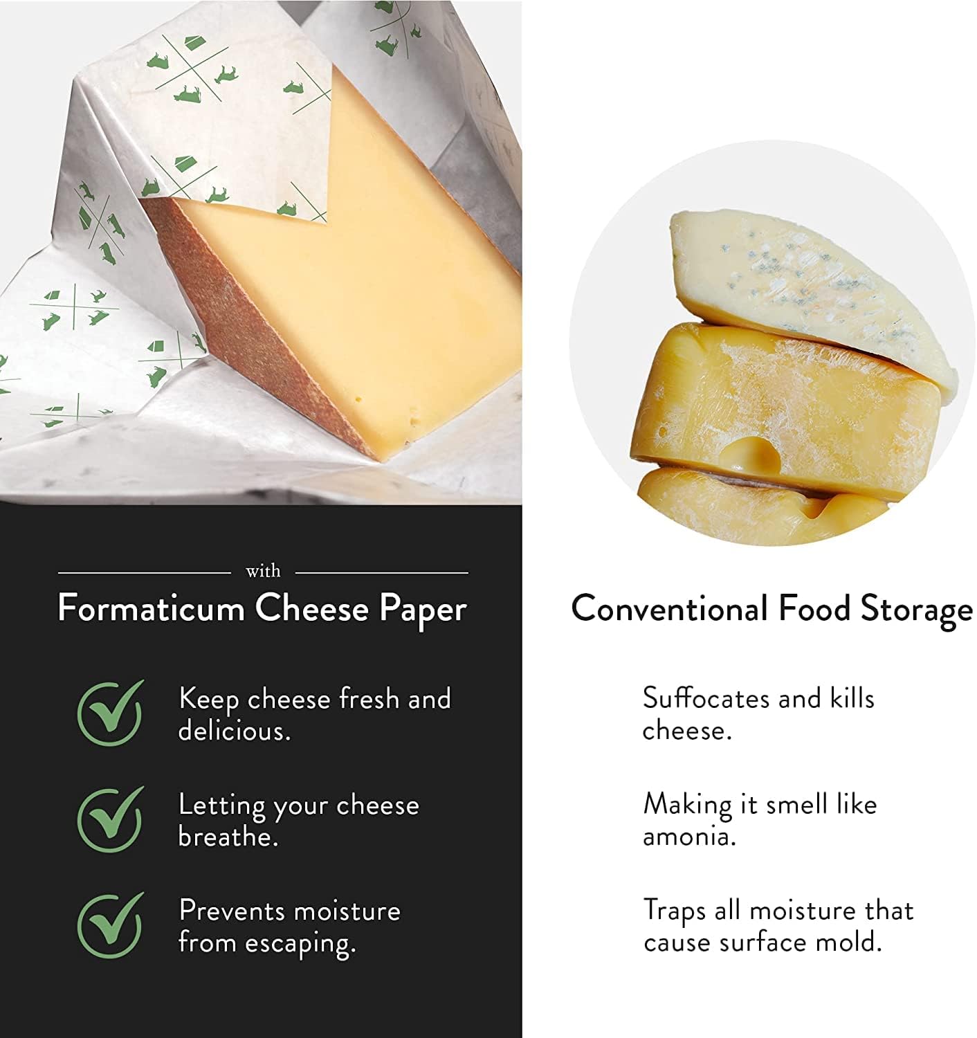 45-Pack 9 13 Inches Formaticum Zero Cheese Storage Paper, Compostable, Biodegradable, and Plastic-Free Paper to Keep