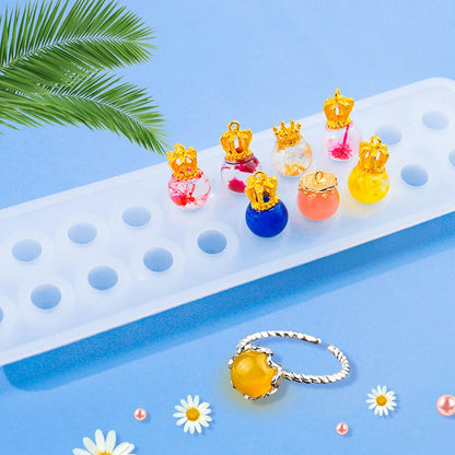 FineInno Sphere Resin Mold,20 Beads Silicone Molds, Crystal Ball Epoxy Casting Mould, Jewelry Making Mold for DIY Pendant Necklace Earring Bracelet Ring