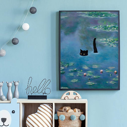 ASslanLYs 5D DIY Diamond Painting Kits for Adults,Cats in Diving Diamond Painting Full Drill Round Art Gems Diamond Art Perfect for Home Wall Decor(12x16 inch /30x40 cm)