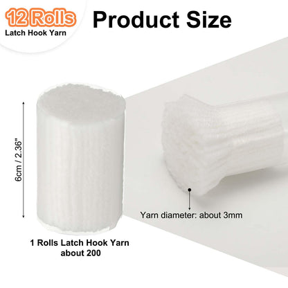 PATIKIL 12Rolls Latch Hook Yarn, Latch Hook Kit Precut Rugs Yarn Making Crochet Bundles for Rug Adults Beginners Tapestry DIY Craft, White