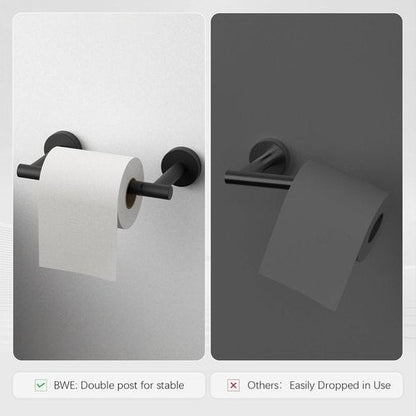 BWE Toilet Paper Holder - Wall-Mounted, Rust-Resistant SUS 304 Stainless Steel | Black Finish
