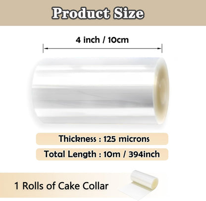 Cake Collars, Transparent Cake Rolls, 4 x 394inch Acetate Cake Collar Roll for Decorating Cake