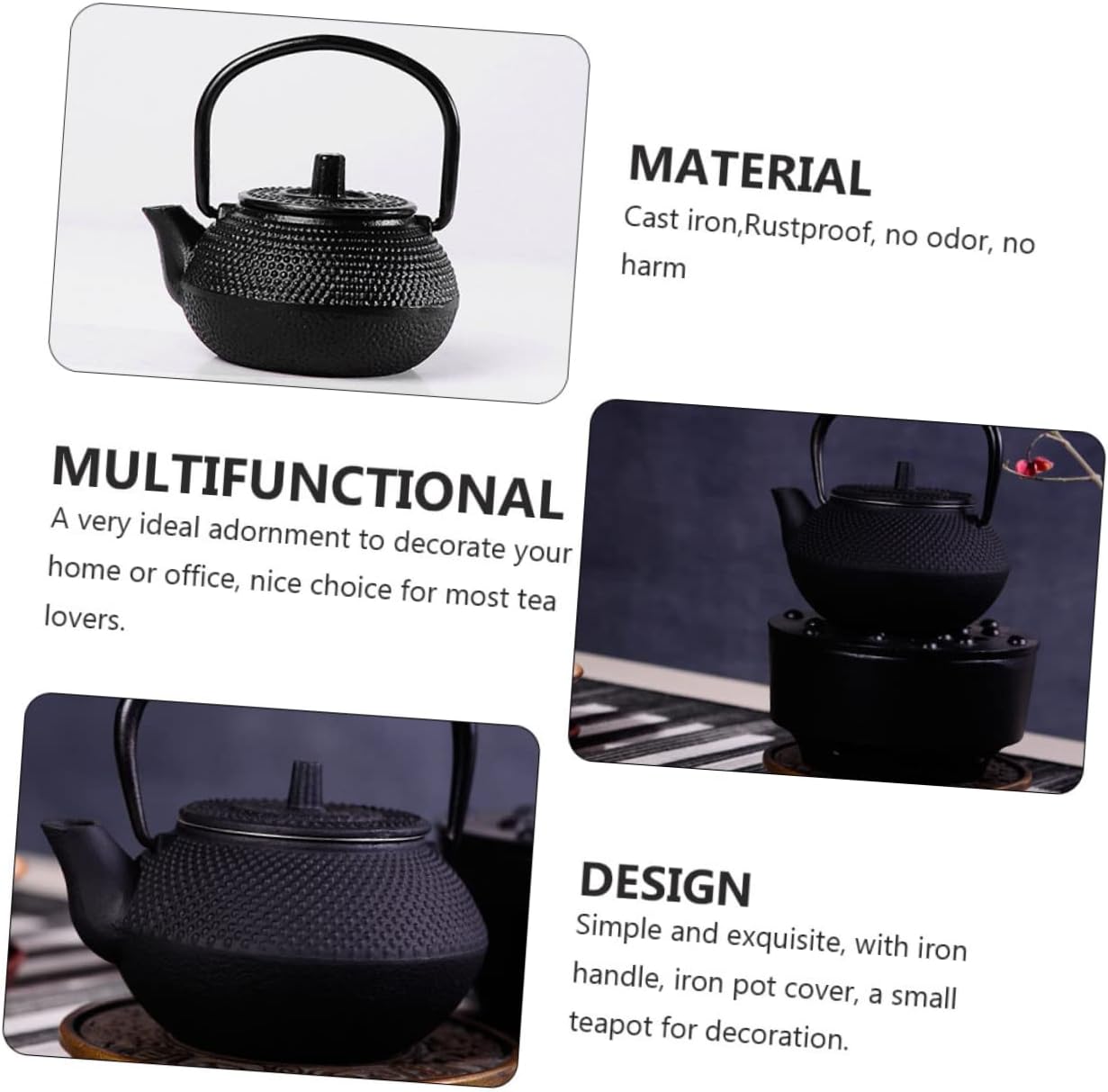 Cast Iron Teapot Tea Set - Japanese Mini Tea Pots, Espresso Kettle, Stainless Steel Small Tea Kettle Decoration