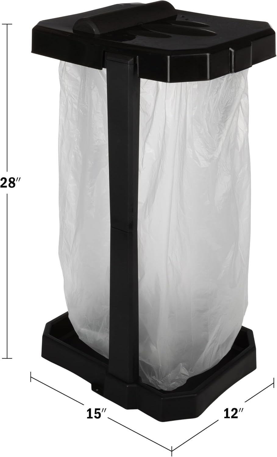 7 Wakeman Heavy Duty Black Trash Bag Portable Trash Bag Holder Stand with Bags - Collapsible Trash Can Camping, RV