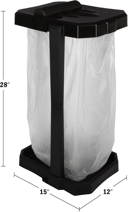 7 Wakeman Heavy Duty Black Trash Bag Portable Trash Bag Holder Stand with Bags - Collapsible Trash Can Camping, RV