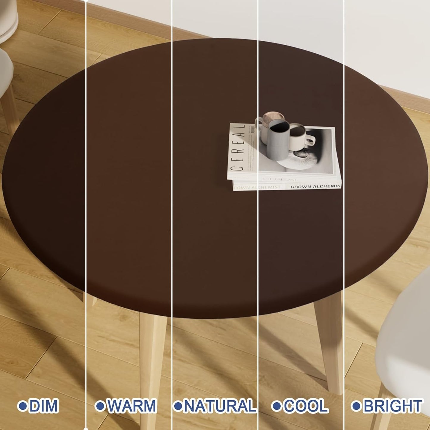 25"-30" Moosfor Round Spandex Tablecloth, Elastic Fitted Waterproof Tablecloths for Tables, Stretch Washable Picnic