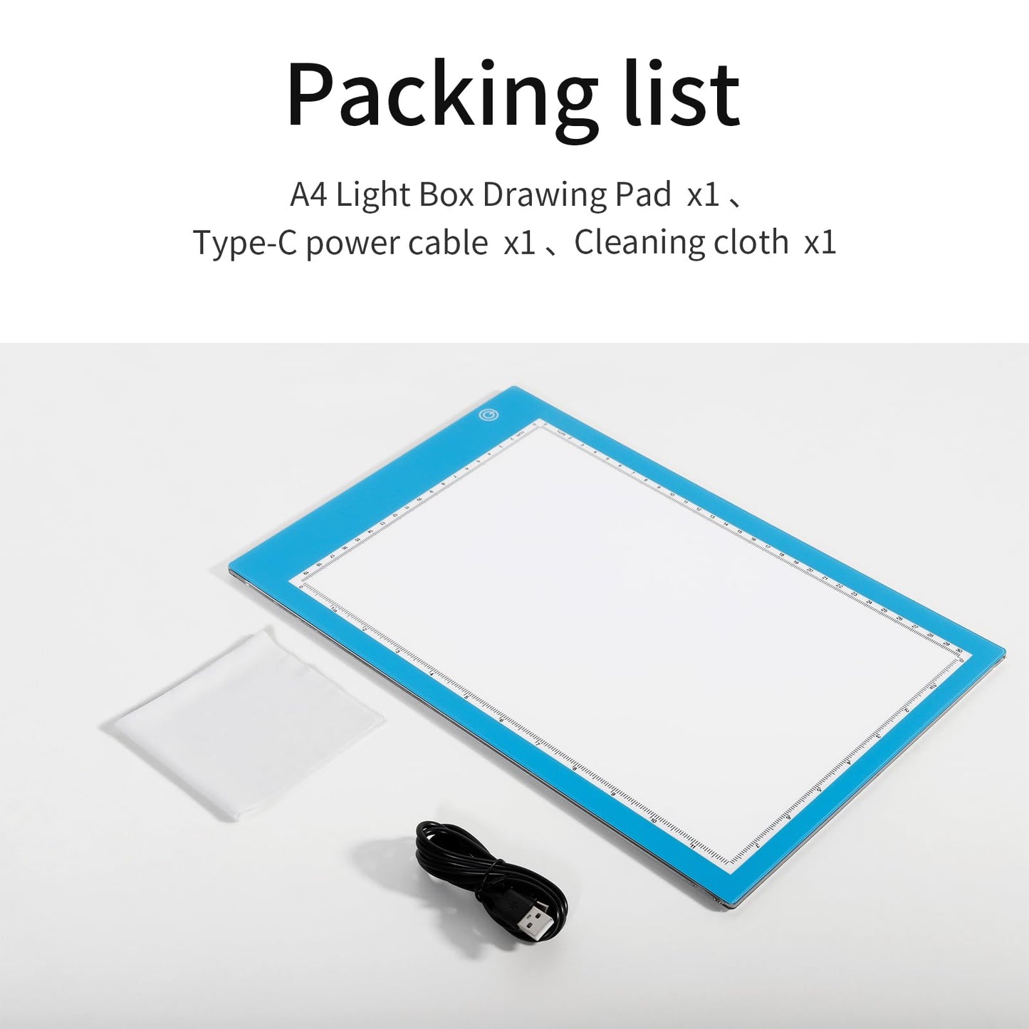 Light Box Drawing Pad, Tracing Board with Type-C Charge Cable and Brightness Adjustable for Artists, AnimationDrawing, Sketching, Animation, X-ray Viewing (A4-P-Blue-New)