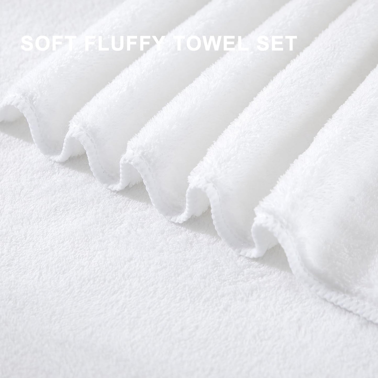 8 Set |2 Sheet,2 Towels,4 Set Piece Bathroom Towel White Oversized Large Bath Towels Hand Washcloths|Ultra Soft