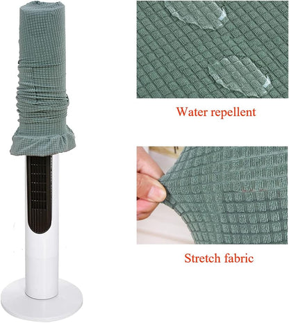 Tower Fan Dust Cover, Water-Repellent Stretch Spandex Dustproof Guard for Household Office Fans, with Pocket (White)