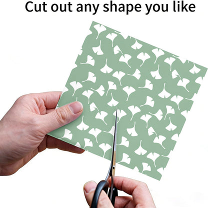 LENSARKU 24 Sheets 11.8 x 11.8 Inch Sage Green Botanical Scrapbook Paper, 160gsm Double Sided Decorative Paper for Junk Journals, Wrapping & Mixed Media, DIY Card Making, Photo Album, Journal Decor