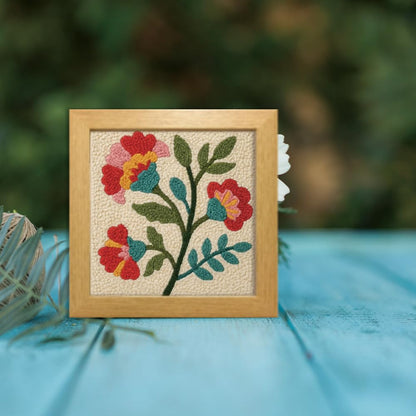 FREEBLOSS DIY Flowers Punch Needle Kit for Beginners Embroidery Punch Needle Starter Craft Set with Instructions Frame Embroidery Kit for Adults Gift Decoration,9.4x9.4inch