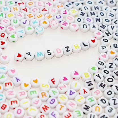 YMSDZHL Alphabet Beads A-Z 1900Pcs Letter Beads, Acrylic 4x7mm Round Letter Beads Kits,Black Digit and Colorful Smile Beads for Bracelets Necklaces DIY Jewelry Making (Black+Colorful,1900+PCS)