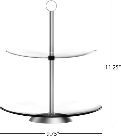 Chef Buddy 2-Tier Round Glass Dessert Tower Display Stand