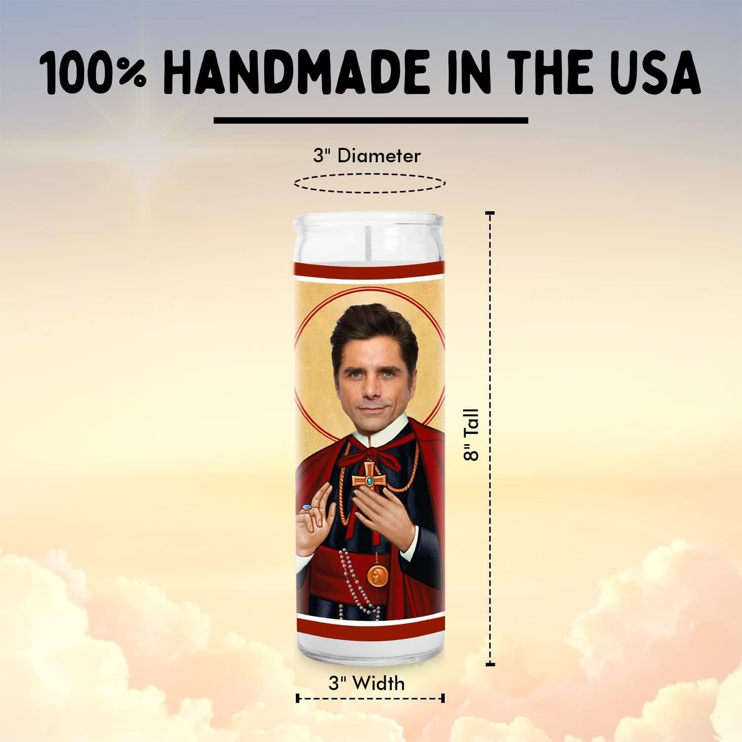 Stamos Celebrity Glass Jar Candle – Unscented Handmade Soy Wax Votive Candle for Home Decor Collectible