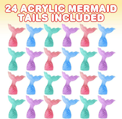 ArtCreativity Acrylic Mermaid Tail Cake & Cupcake Toppers - Set of 24 Mini Figurines for Nautical Parties