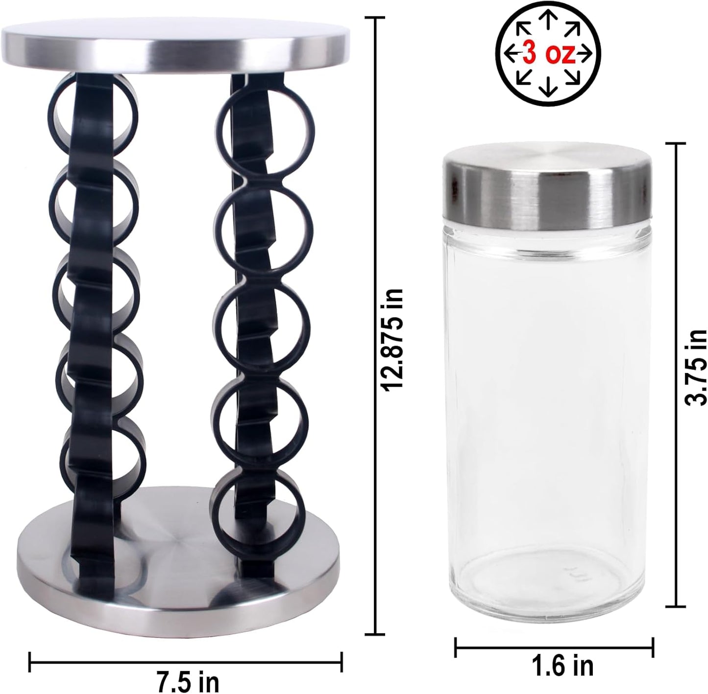 Orii 20 Jar Stainless Steel Rotating Spice Rack