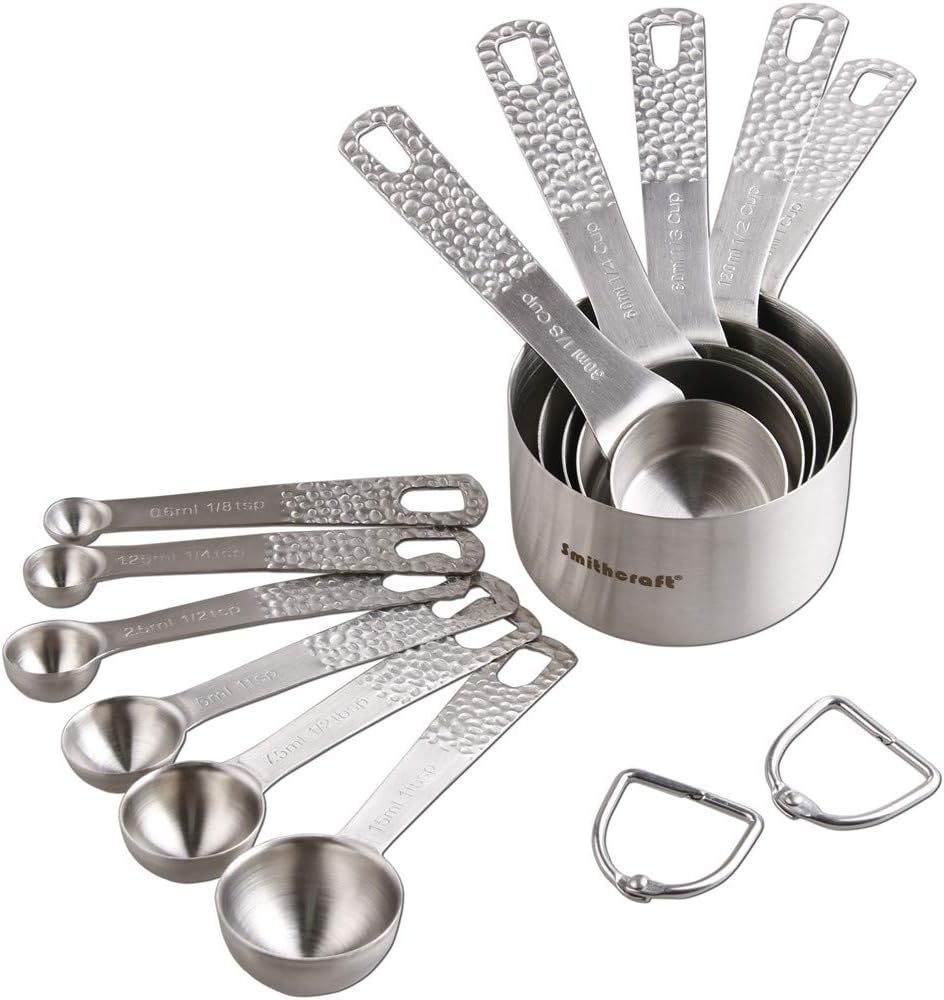 Stainless Steel Measuring Cups and Spoons Set, 5 Cups and 6 Spoons