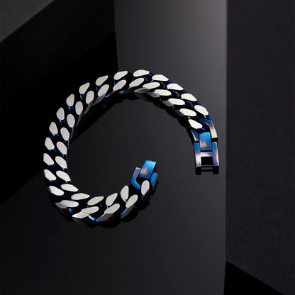 LUCKY2+7 Bracelets for Men-Stainless Steel Fold Over Clasp Cuban Chain Mens Bracelet