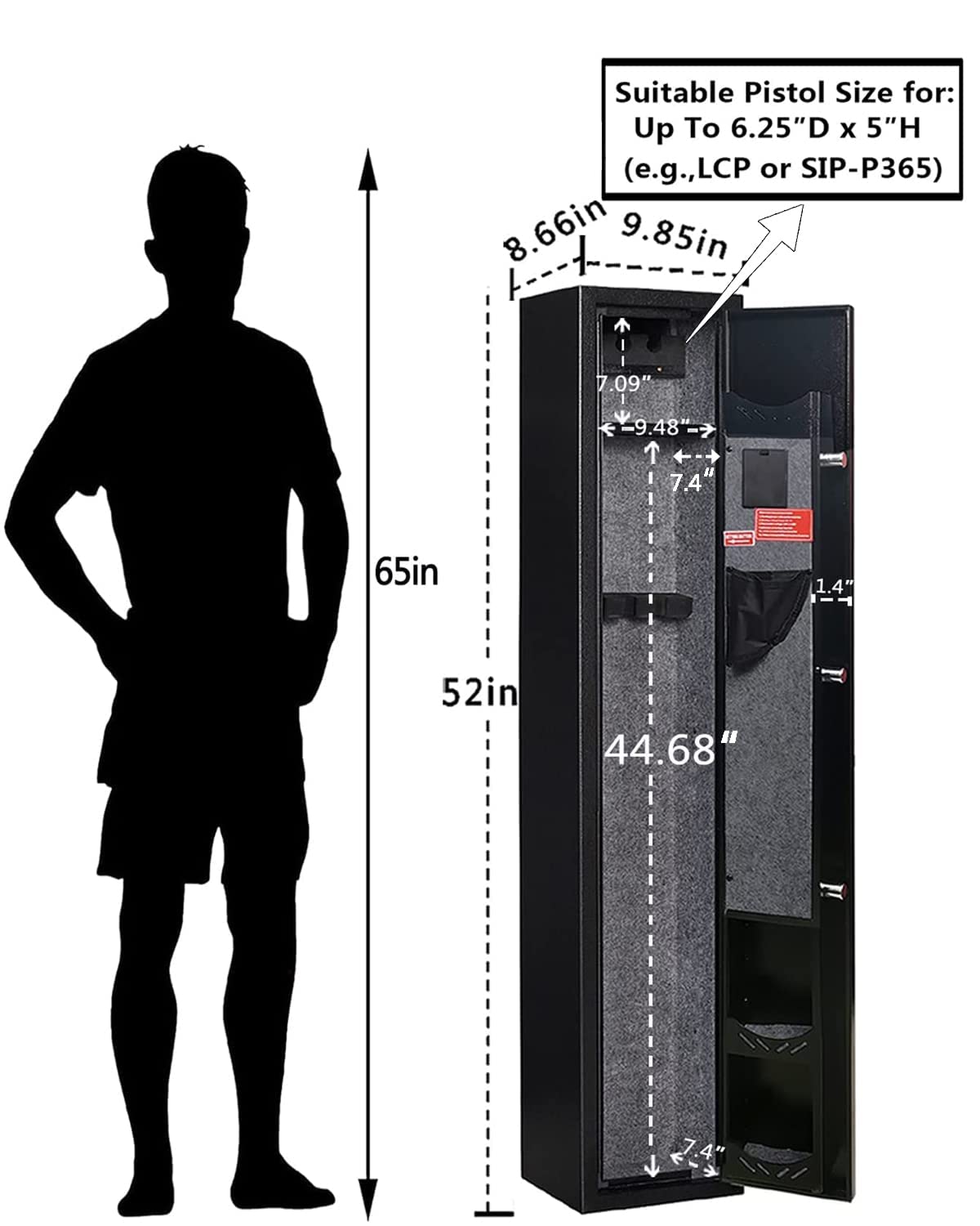 KAER 2-Gun Safes for Home Rifle and Pistols Electronic Gun Security Cabinet Quick Access Gun Rifle Gun Security Cabinet Safes Gun Cabinet for Shotguns with Built-in Removable Storage Shelf-1.73